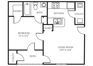 One Bedroom / One Bath floor plan