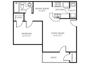 One Bedroom / One Bath floor plan